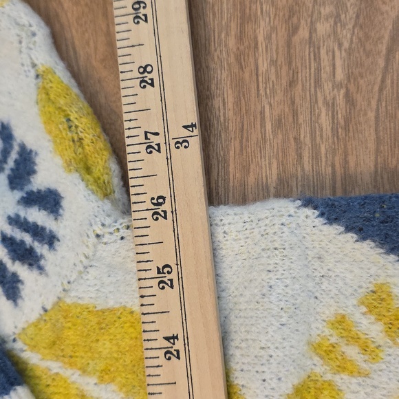 POL V-Neck Oversized Sweater Large Abstract Floral Cream Jacquard NEW - Picture 11 of 14